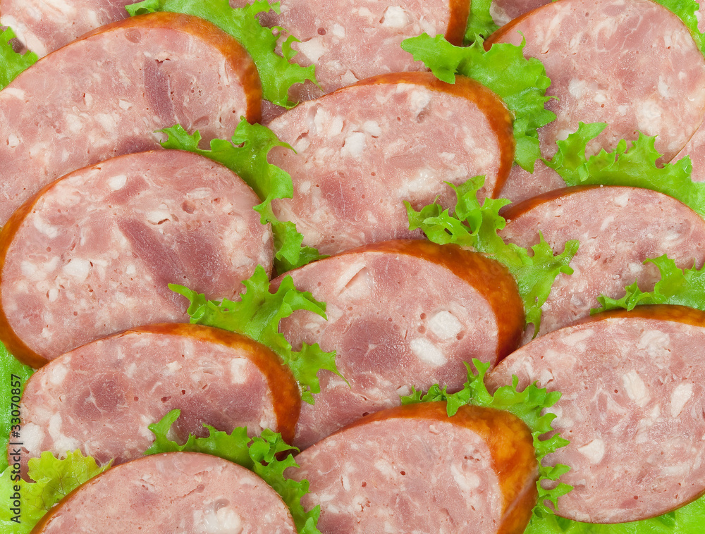 Sliced salami and lettuce Sliced salami and lettuce