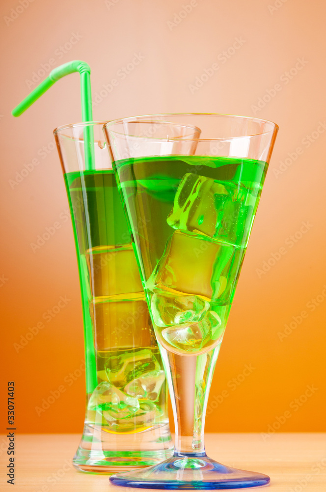 Colourful cocktail in glasses Colourful cocktail in glasses