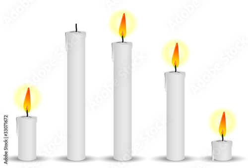 set of white candle isolated on white background
