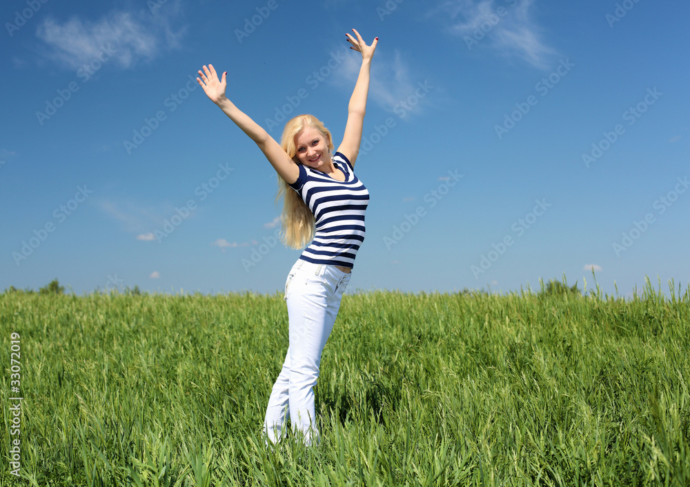 Young blond woman outdoors