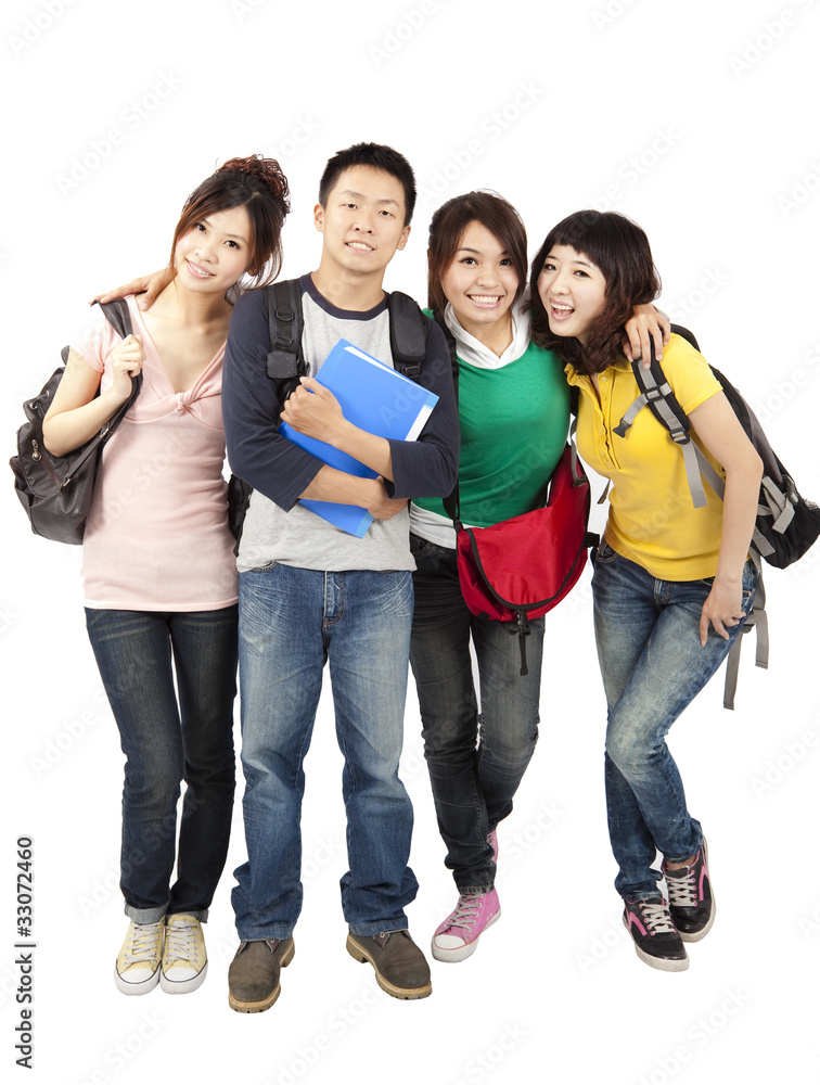 happy asian students isolated on white background happy asian students isolated on white background