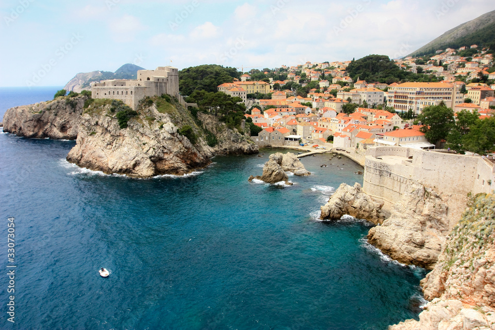 Dubrovnik coastline and the city walls