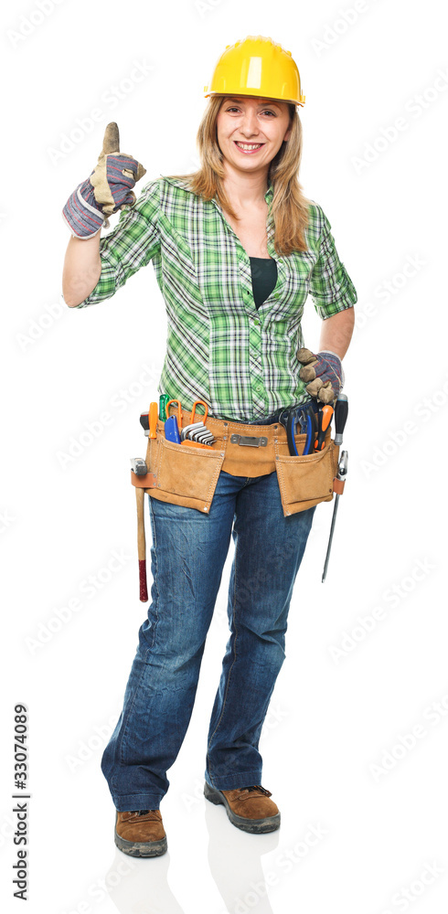 smiling handywoman smiling handywoman
