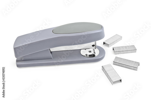 Gray stapler with staples