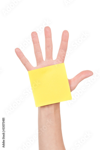 Hand and note paper
