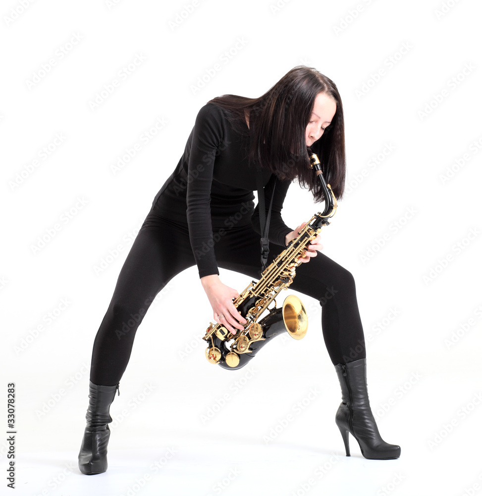 Naklejka premium woman with saxophone.