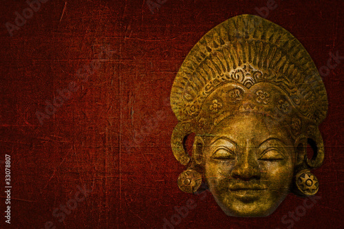 old cultural and historical mask on grunge background