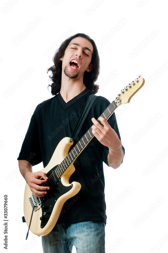 Guitar player isolated on the white background Guitar player isolated on the white background