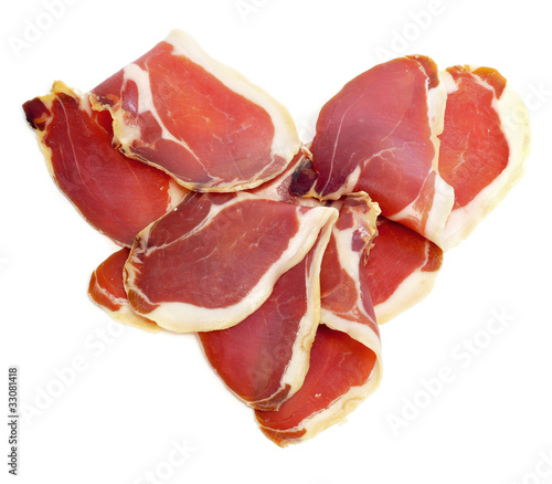 Fotografia jamón serrano en forma de corazón