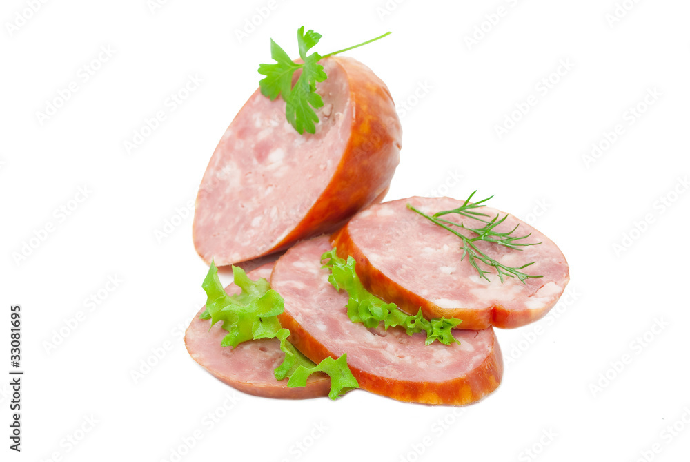 Sausage with green vegetable