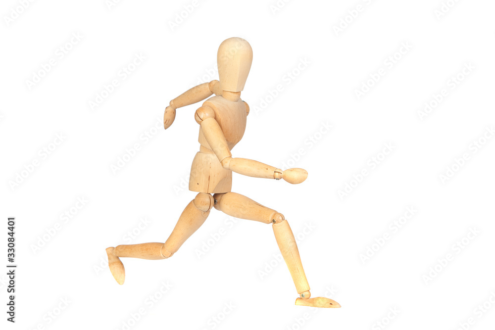 Jointed wooden mannequin running Jointed wooden mannequin running