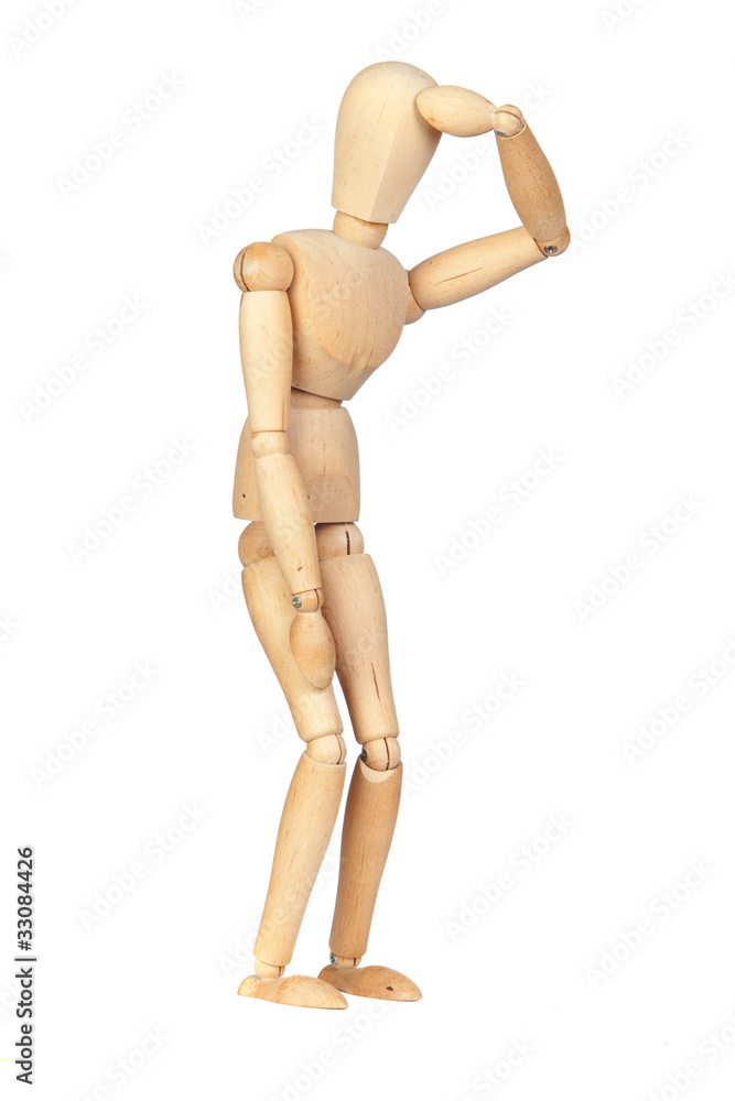 Jointed wooden mannequin representing discouragement Jointed wooden mannequin representing discouragement