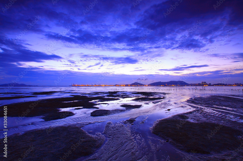 Sunset in Hong Kong at dusk Sunset in Hong Kong at dusk