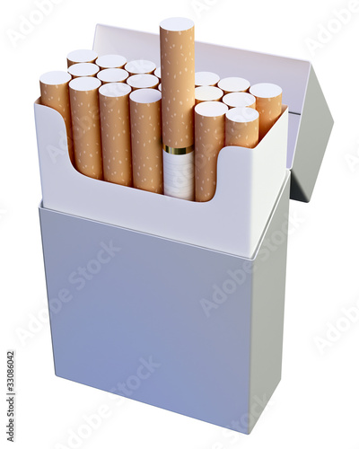 Blank cigarette pack isolated on white