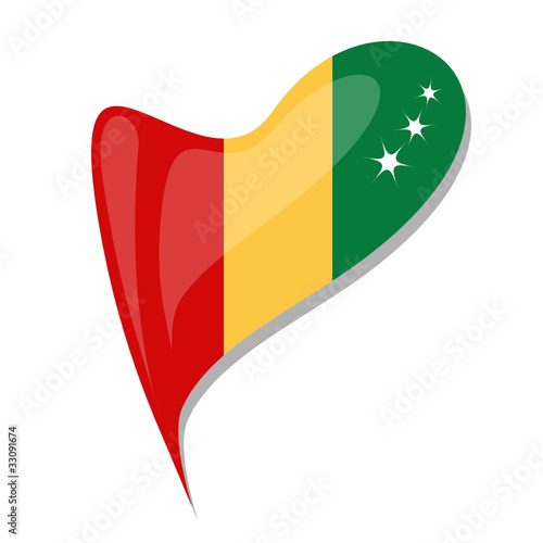 guinea in heart. Icon of guinea national flag. vector