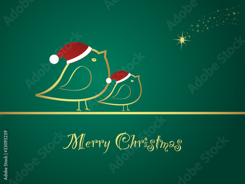 Weihnachtskarte mit Vogelmotiv und Sternschnuppe - Vector