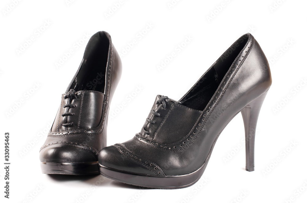 Black female shoes  isolated on white