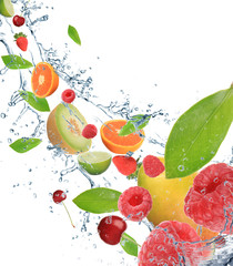 Küchenrückwand glas motiv Spritzendes Wasser Frisches Obst in Bewegung  © Lukas Gojda