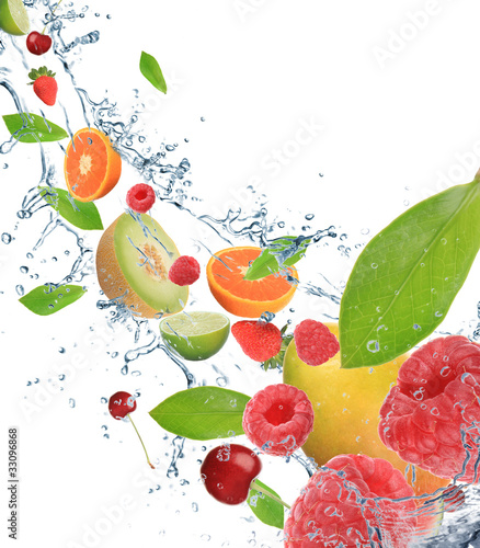 Fresh fruit in motion