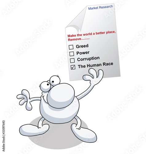 Man holding market research with human race