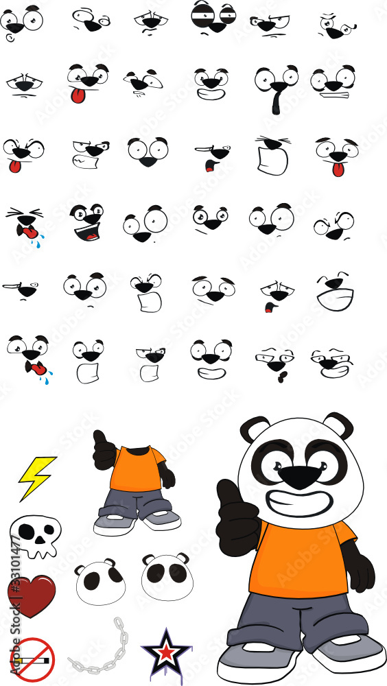 panda bear kid cartoon set12