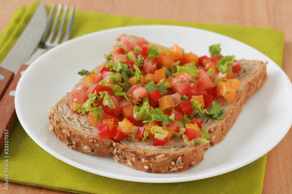 toast with cut vegetables toast with cut vegetables