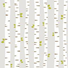 Stickers Berken patronen Zomers bospatroon met groene bomen  © yarrowbuttercup