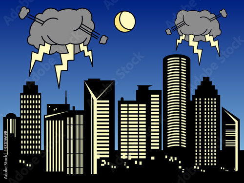 Storm in the city, vector illustration