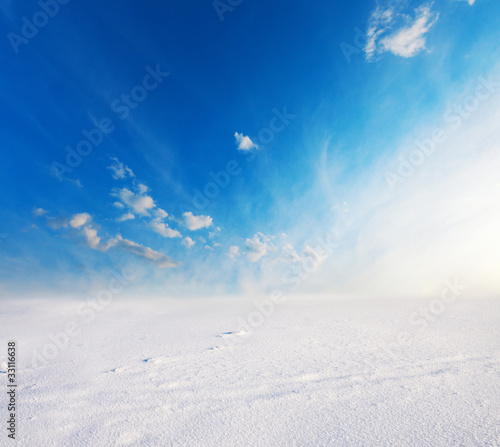 snow field and blue sky