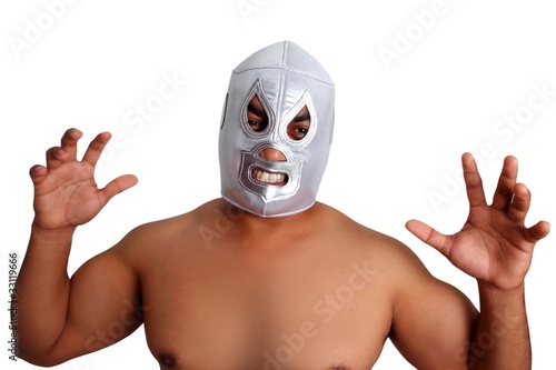 mexican wrestling mask silver fighter gesture photo