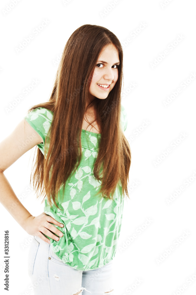 Portrait of a girl teenager. Isolated over white background Portrait of a girl teenager. Isolated over white background