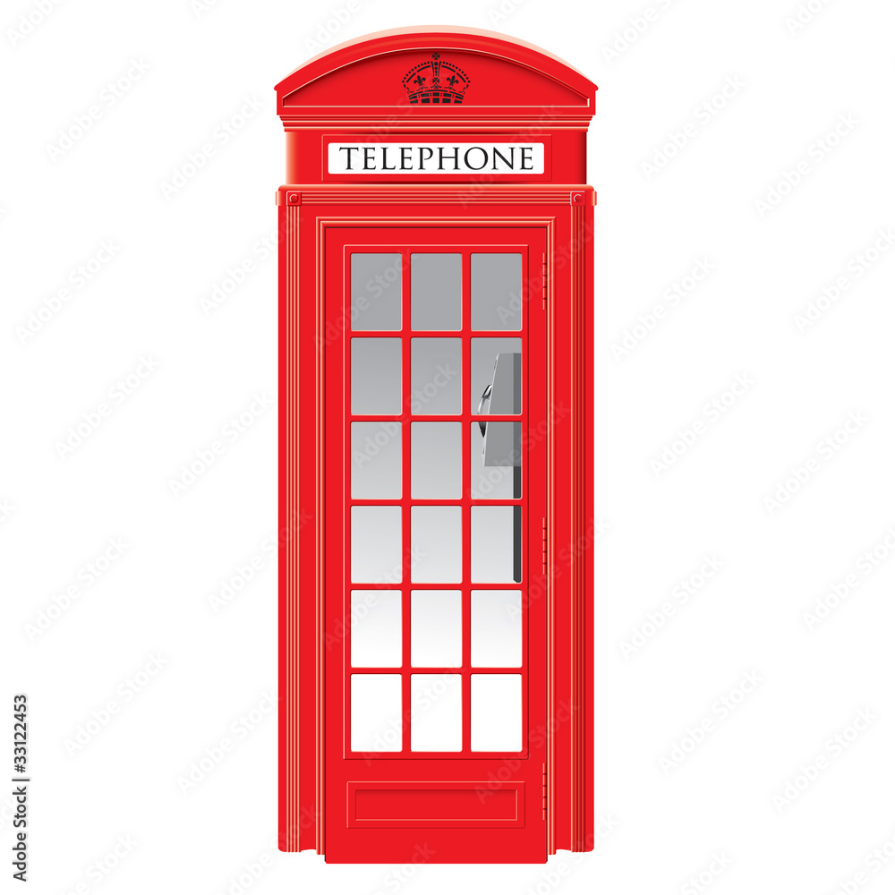 Naklejka premium Czerwona budka telefoniczna - Londyn - wektor