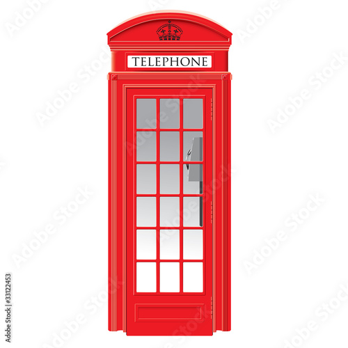 Red telephone box - London - vector