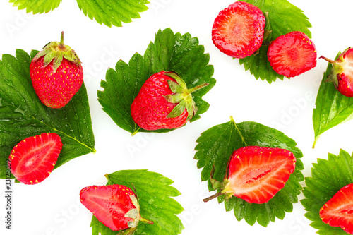 Fototapeta Naklejka Na Ścianę i Meble -  Many strawberries isolated on white