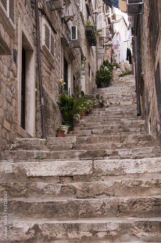 Narrow streets of the Walled City of Dubrovnic Croatia