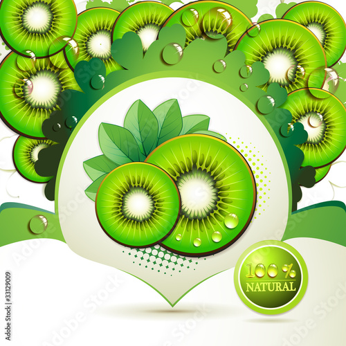 Kiwi slices with abstract background