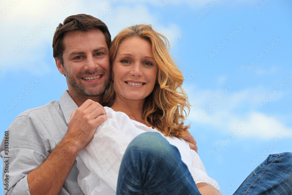 couple in blue sky couple in blue sky
