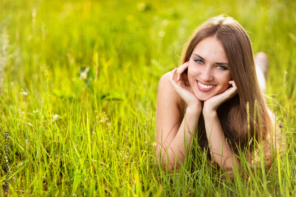 beautiful young blonde woman on the meadow on a warm summer day beautiful young blonde woman on the meadow on a warm summer day