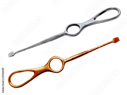 Steel and bronze flat screwdrivers with double-ring handle