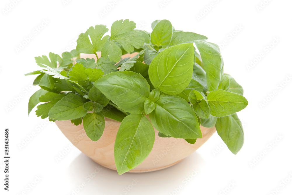 A bowl of fresh herbs A bowl of fresh herbs