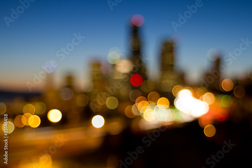 Fotografija Seattle Downtown Skyline Out of Focus