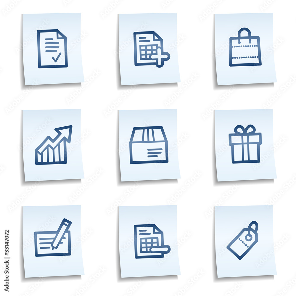 Shopping web icons set 1, blue notes Shopping web icons set 1, blue notes