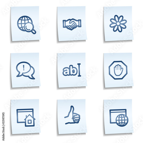 Internet web icons set 1, blue notes