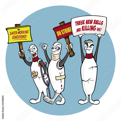 bowling pins on strike