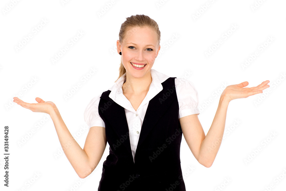 Businesswoman gesturing Businesswoman gesturing
