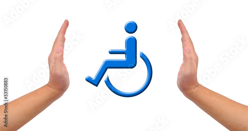 Conceptual image, help and care for handicapped person.