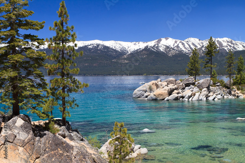 beautiful Lake Tahoe with view on Sierra Navada mountains photo