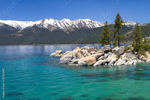 Lake Tahoe with view on Sierra Nevada mountains