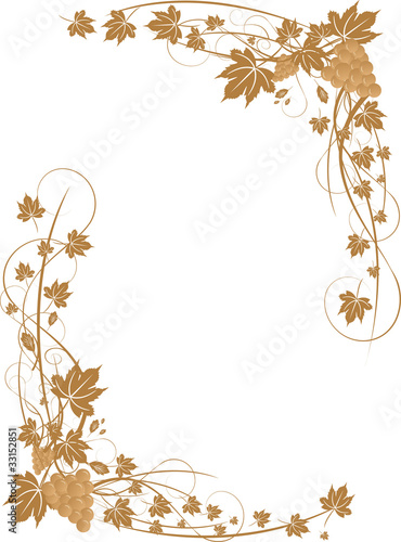 Grapes and leaves frame (ilustration)