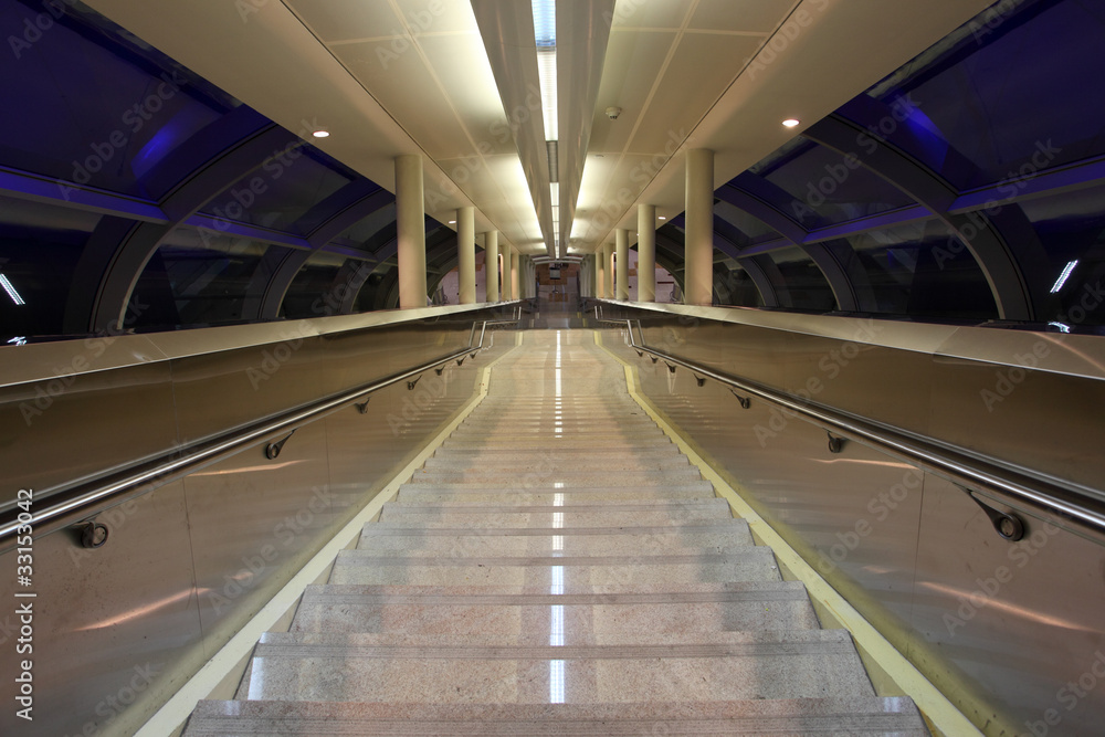 Fototapeta premium Stairway inside of the Dubai Airport United Arab Emirates